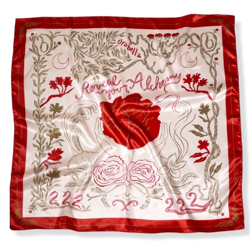 Red and Cream Orbella Silk Scarf